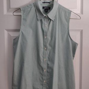 New Lands End green stripped dress shirt size 10